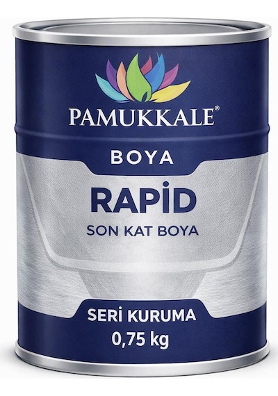 Pamukkale 1402 Rapid Hızlı Kuruyan Metal Boyası Parlak 0.75 Kg Metalik Gri Ral 9006