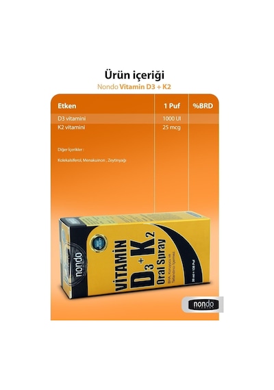 Nondo Vitamin D3k2 Oral Sprey 20ml