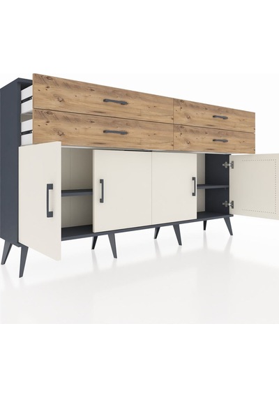 Arges Konsol 2 Raflı 4 Çekmeceli 8 Kapaklı 176x30x99 Antrasit-ayt Antrasit-aytaşı/çam Arges Konsol 2 Raflı 4 Çekmeceli 8 Kapaklı 176x30x99 Antrasit-ayt Antrasit-aytaşı/çam