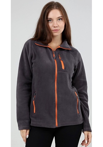Genius Store Genıus Store Store Kadın Polar Tam Fermuarlı Outdoor 3 Cepli Spor Polar Ceket Füme