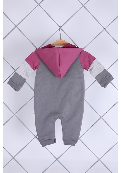 Babyhola Kız Erkek Fermuarlı Kapüşonlu Spor Tulum 12645 Mor