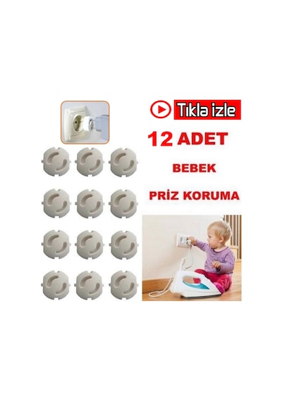 12 Adet Priz Kapağı Bebek Güvenlik Ürünü Priz Kapatıcı Kilit Çok Renkli