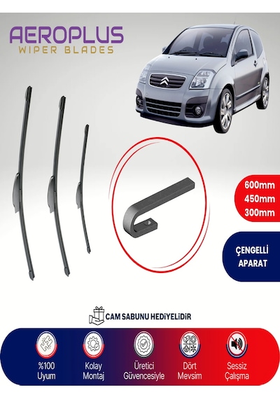 Aeroplus Citroen C2 Ön Arka Muz Silecek Takımı 2003-2009