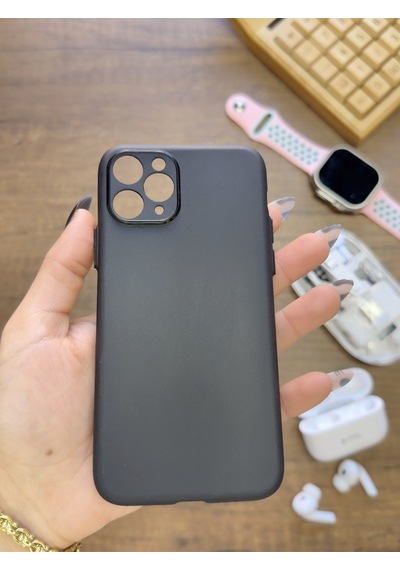 Apple iPhone 11 Pro Uyumlu Süper İnce Mat Ultra Thin Silikon Kılıf Siyah