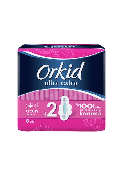 Orkid Hijyenik Ped Ultra Kanatlı Uzun 7'li - %100 Sızıntı Koruması - 2 Adet Tarı