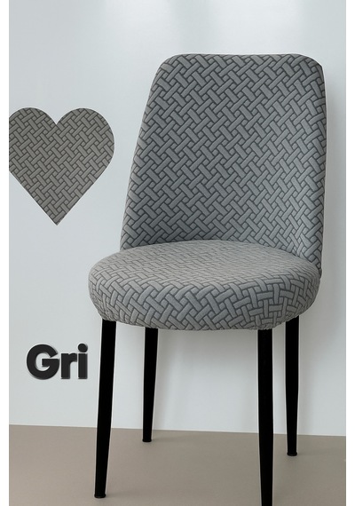 Tuğla Desen Oval Sandalye Kılıfı Likralı Esnek Yıkanabilir Lastikli Sandalye Örtüsü 1 Adet Gri - 794636120 Gri