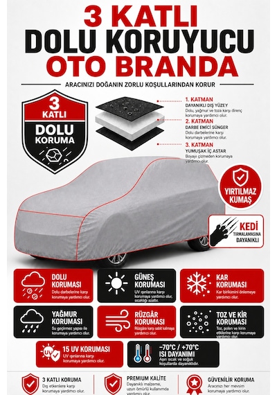 Fiat / Tofaş Doğan 3 Katlı Dolu Ve Güneş Koruyucu Oto Branda