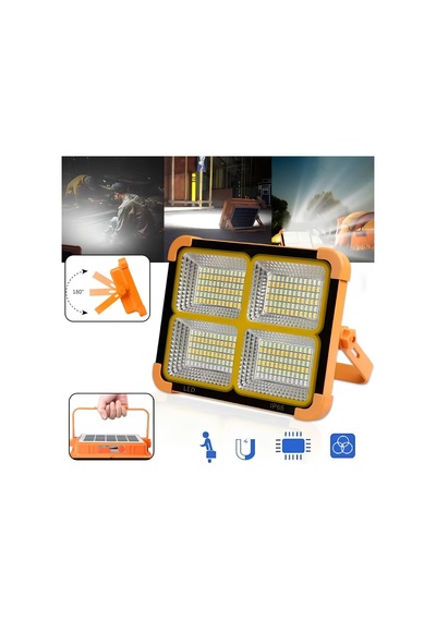 Solar Güneş Enerjili Kamp Lambası - Ip66 Su Geçirmez Powerbank Özellikli Şarj Edilebilir Çok Fonksiyonlu Projektör, Sos Flaşörlü Çadır Ve Avcı Led Işıldak