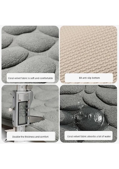 Zhlhome Kaydırmaz Banyo Paspası Gri 60x38cm Gri