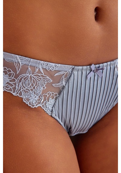Amarelle Paris Gri Mavi Dantelli Slip Külot Mavi