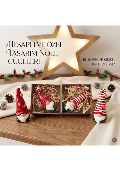 Hediyeli El Yapımı 2 Li Yılbaşı Süsü / Ağaç Süsü Yada Masa Üstü Dekoratif Set 2 Li Set