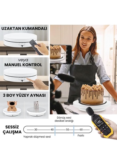 Upway 360 Dönebilen Kumandalı 3 İn 1 Ürün Teşhir Ve Çekim Standı 23 Cm Tabla Akıllı Salınım Modu