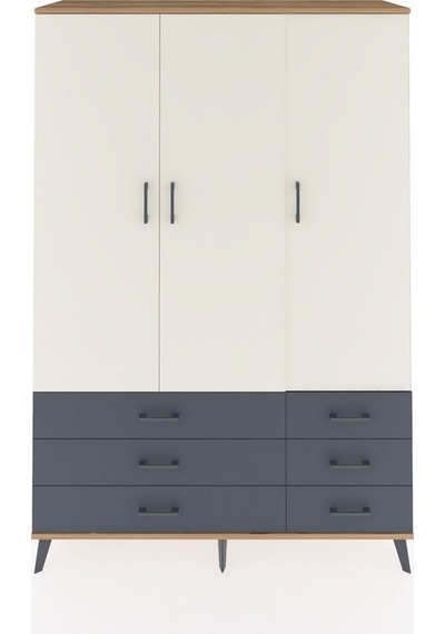 Hyperion Dolap 5 Raflı 6 Çekmeceli Tek Askılı 132x44x195 Çam-aytaşı/antrasit Aytası/antrasıt Hyperion Dolap 5 Raflı 6 Çekmeceli Tek Askılı 132x44x195 Çam-aytaşı/antrasit Aytası/antrasıt