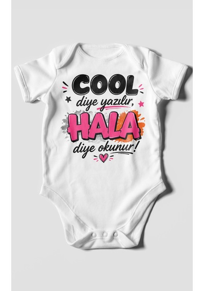 Morivokids Cool Diye Yazılır Hala Diye Okunur Kısa Kollu Bebek Body %100 Pamuk Beyaz