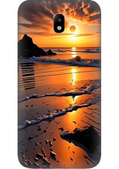 Samsung Galaxy J3 Pro Uyumlu Günbatımı Sahili Desenli Silikon Kılıf