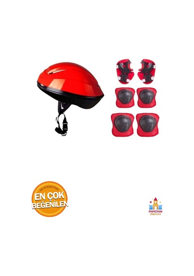 Kırmızı Kask Dizlik Dirseklik Koruyucu Set - Aktif Çocuklar İçin Tam Koruma Sağlayın Kırmızı