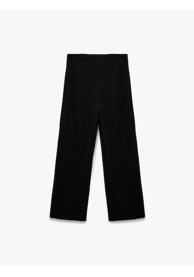 Koton Bağlamalı Saten Fiyonk Detaylı Geniş Paça Kumaş Pantolon Siyah 6wak40156ek Siyah