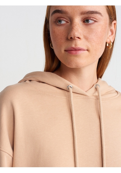 Dilvin 40403 Dikiş Esprili Yırtmaçlı Sweat Camel