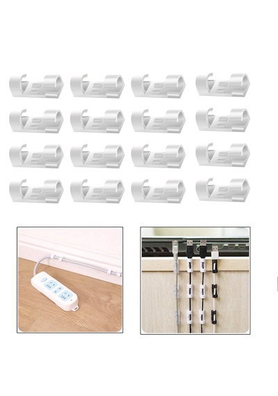 Yapışkanlı Kablo Sabitleyici Klips Set -al4552 16 Adet Beyaz