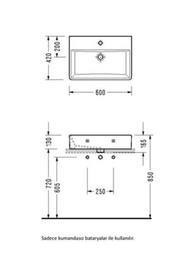 Serel - Minimal Tezgah Üstü Dikdörtgen Lavabo 42x60 Cm Beyaz - 2047tds110h Diğer