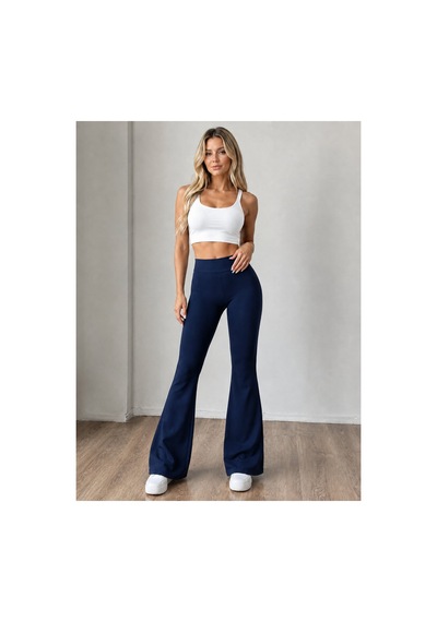 Unika Boutique Kadın Siyah Yüksek Bel Toparlayıcı İspanyol Paça Tayt Spor Tayt Pantolon Lacivert