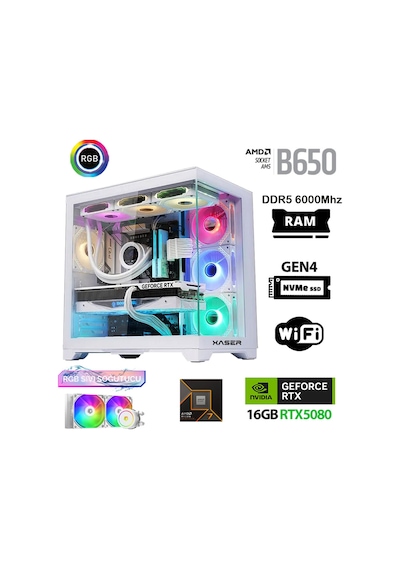 Xaser Velox X200 R7 7700 64 GB 2 TB SSD 16 GB RTX5080 Free Dos Masaüstü Oyuncu Bilgisayarı