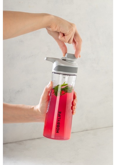 2 Li Set 730ml 530ml. Su Matarası Su Şişesi Suluk Bpa Içermez Gri Gri