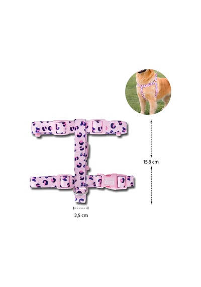 Swissplus Urban Paws Pink Leo Geri Dönüştürülmüş H-tipi Köpek Göğüs Tasması-l Pembe - Pudra