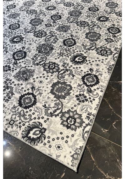 Villadia Home Textile Kaymaz Taban Modern Desen Halı Yolluk Leke Tutmaz Kolay Temizlenir Koridor Salon Yatak Mutfak Odası Vd4033gri Gri