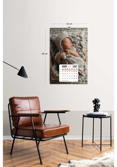 2027 Bebek Duvar Takvimi 33x48 Cm 12 Sayfa Üstten Spiralli Diğer