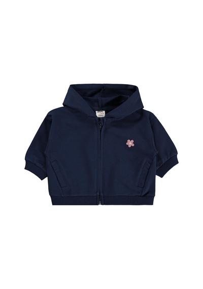 Civil Baby Çiçek Nakışlı Basic 6-18 Ay Hırka - Lacivert Koyu Lacivert