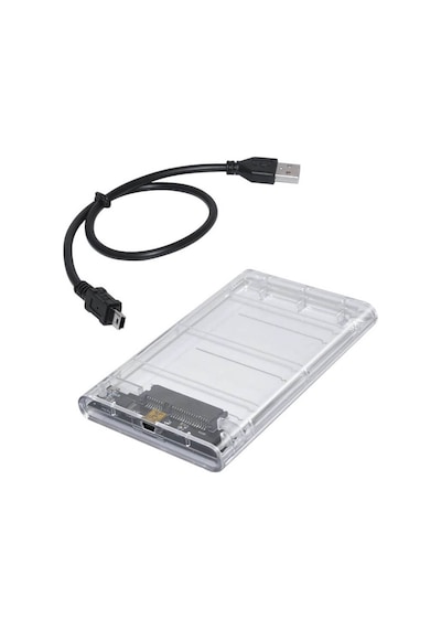 Wozlo 2.5 İnç Sata Usb 2.0 Harddisk Kutusu - Şeffaf - Mini Usb