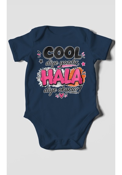 Morivokids Cool Diye Yazılır Hala Diye Okunur Kısa Kollu Bebek Body %100 Pamuk Lacivert