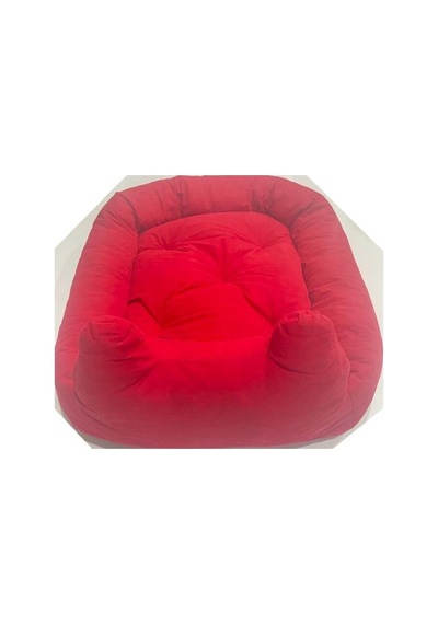 Süslüpati Kullanışlı Yıkanabilir Kumaş Silikon Elyaf Dolgulu Kedi Köpek Yatağı Kırmızı 52x56cm