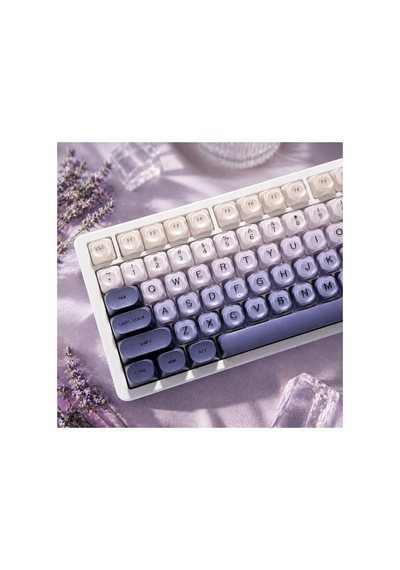 Leaven 128 Tuş Pbt Keycap Seti - Retro Yuvarlak Moa Profil Cherry Mx Uyumlu Klavye Tuşları - Mor