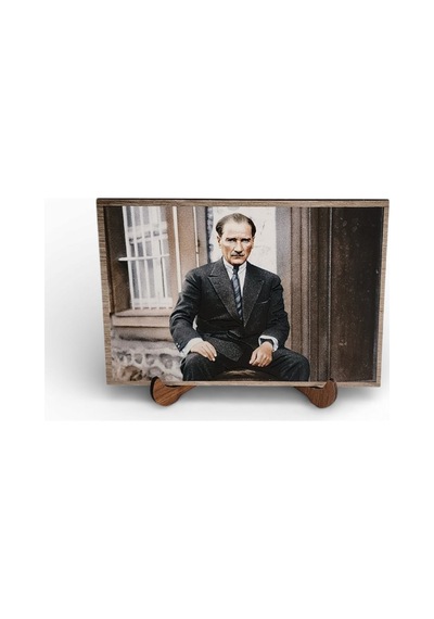Atatürk Masaüstü Ahşap Tablo - Kabartmalı Baskı Şık Hediyelik 16x11 Cm No 1 3 Parça