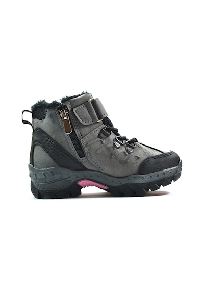 New Hunter Gri - Pembe Cırtlı Içi Polar Outdoor Kız Çocuk Bot Gri
