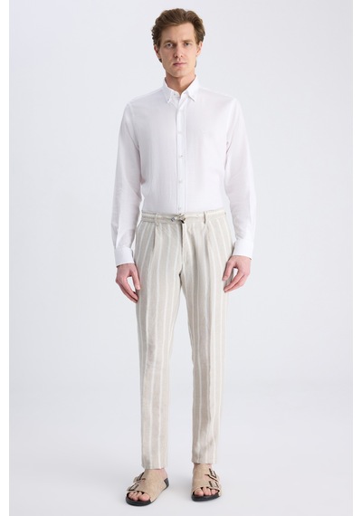 Twn Slim Fit Bej Armürlü %100 Keten Jogger Pantolon 4ec03tl133242 Bej