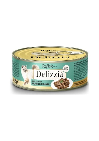 Reflex Plus Delizzia Sos İçinde Parça Etli Somonlu Ve Tavuklu Yetişkin Kedi Konservesi 85 Gr