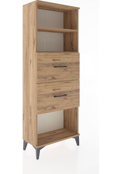 Arges Dolap 2 Raflı 2 Çekmeceli 60x30x163 Çam-çam Çam