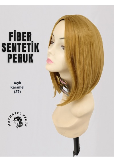 Küt Model Fiber Sentetik Peruk Açık Karamel No-27