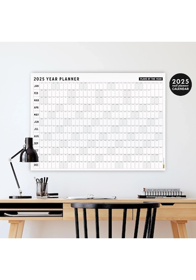 2027 Yıllık Planlayıcı Duvar Takvimi, Aylık Planlayıcı Aile Takvimi, Siyah Beyaz Yatay Takvim