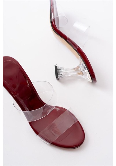 Alemdarshop S-618 Bordo Rugan Tek Bantlı Topuklu Kadın Terlik
