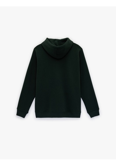 Koton Şardonlu Uzun Kollu Basic Kapşonlu Sweatshirt Yeşil 6wam70015mk Koyu Yeşil