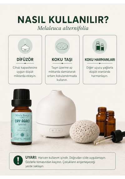 Minia Bahçe Bitki Ve Sanat Atölyesi Saf ve Katkısız Bitkisel Uçucu Çay Ağacı Yağı 10 ML