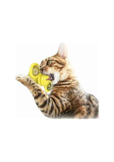 Vantuzlu Fırıldak Toplu 5 x 15 x 7 CM Dönen Şeffaf Kedi Oyuncağı Çok Renkli
