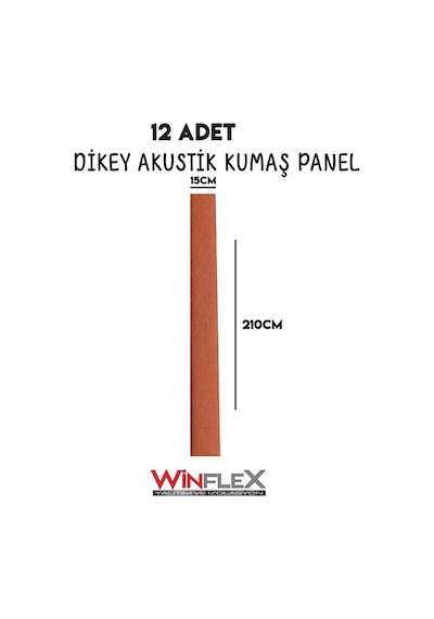 Akustik Kumaş Kaplı Dikey Panel 15x210cm - 12 Adet Kiremit Renk