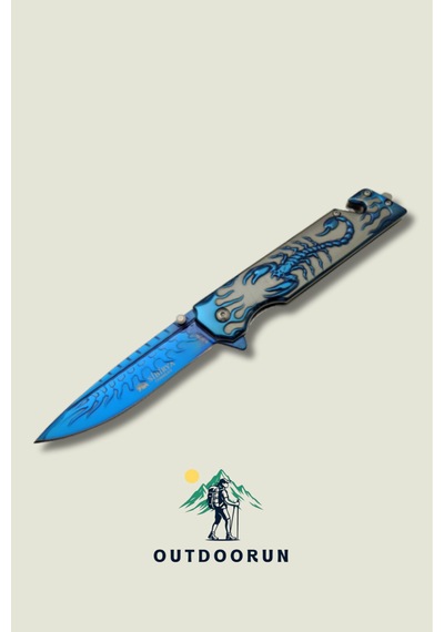 Mavi Akrep Kabartmalı Kamp Çakı - 22,5 Cm Mavi