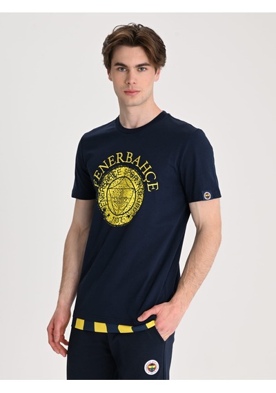 Fenerbahçe Lacivert Tribün Tek Renk Logolu Erkek Tshirt Fb Laci Yeni