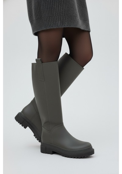 Fox Shoes V973222209 Füme Kalın Tabanlı Kadın Binici Çizmesi Füme